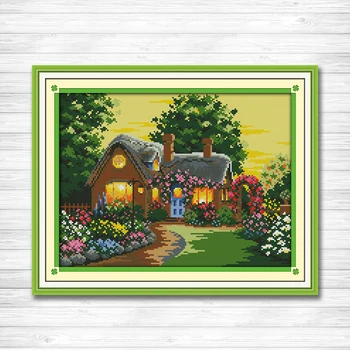 

Suburban house Counted Printed on canvas DMC 11CT 14CT Cross Stitch kit needlework Sets embroidery town cabin Scenery home decor