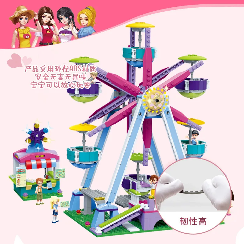 

New Music New Goood Modern Girl Amusement Park Building Blocks 9615 Educational ENLIGHTEN Assembled Toys Ferris Wheel