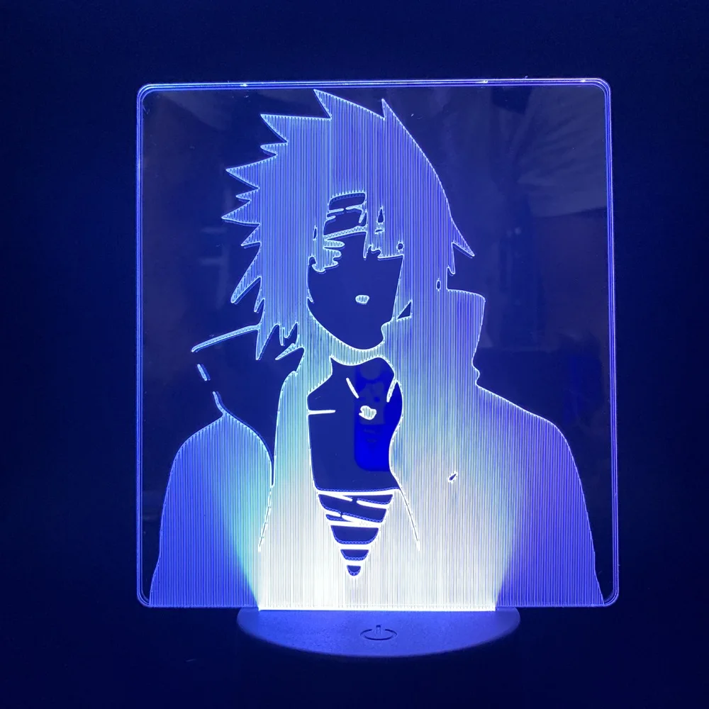 Светодиодный ночник Vchiha Sasuke на батарейках для детской спальни Наруто ночник для детей подарок мультфильм 3D лампа в помещении