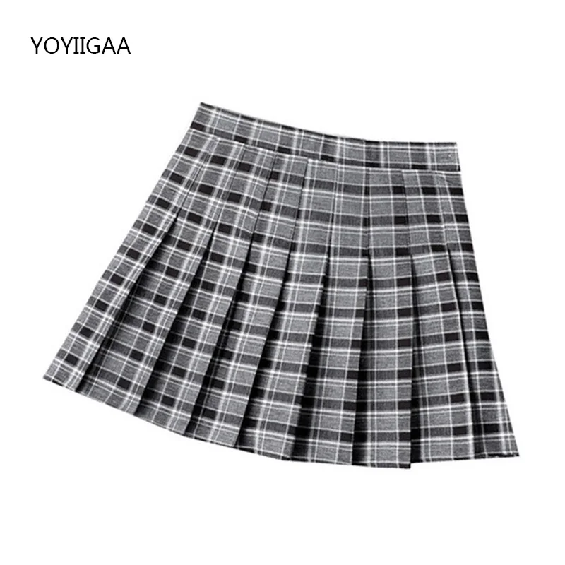 Summer Women Pleated Skirt High Waist Female Plaid Skirts Preppy Style Ladies Girls Dance Mini Skirt Fashion Chic Woman Skirts