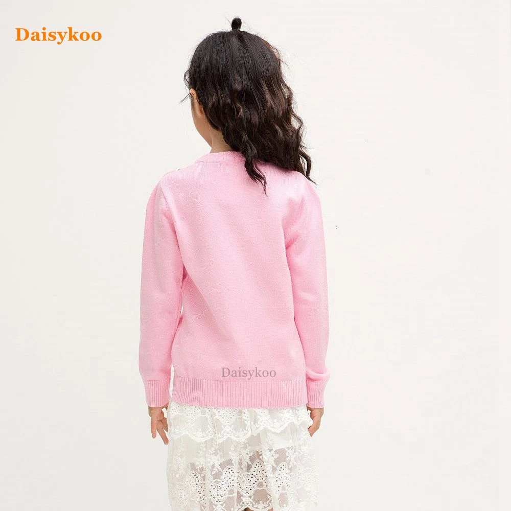 Daisykoo/свитер для девочек с героями мультфильмов; сезон осень-зима; вязаный кардиган; свитер с открытым швом для девочек; детская Рождественская одежда; Y011