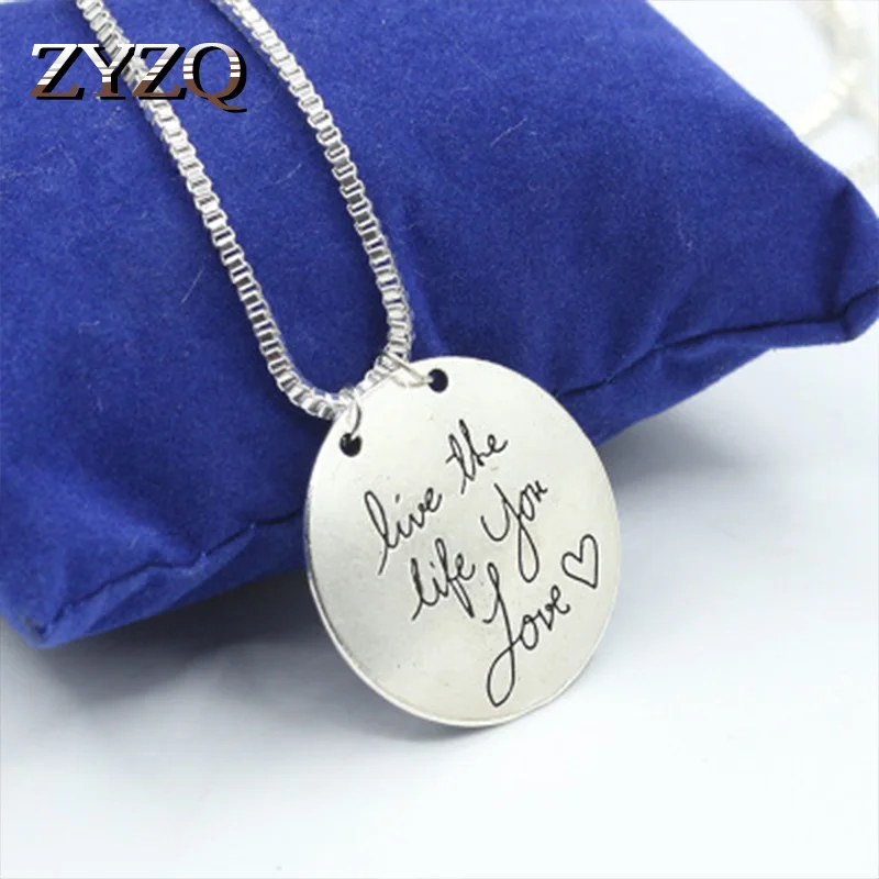 Модное ожерелье ZYZQ с гравировкой надписи Love The Life You посеребренное Золотистое