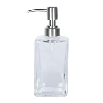 

Glass Shampoo Dispenser Stainless Steel Pump Liquid Soap Essential Oils Lotions Bottle 18.3cm TB Sale