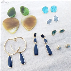 AOMU-Vintage-Green-Blue-Enamel-Acrylic-Matte-Metal-Geometric-Square-Round-Circle-Waterdrop-Stud-Earrings-for