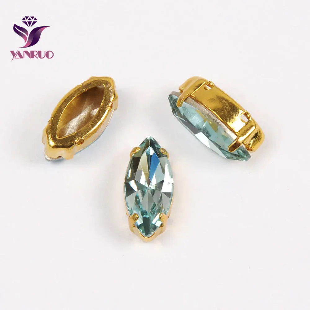 YANRUO, 4200, конский глаз, Необычные камни, золотой коготь, установка, основание, пьедестал, стекло для рукоделия, ювелирное изделие, швейные бусины, алмаз - Цвет: Aquamarine