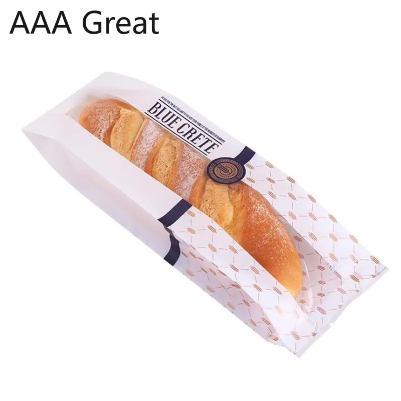 

100Pcs/Lot Bakery Food Packaging Caterpillar Transparent Window Bread Bags French Stick Oil-Proof Pouches Plastic Packaging Bag