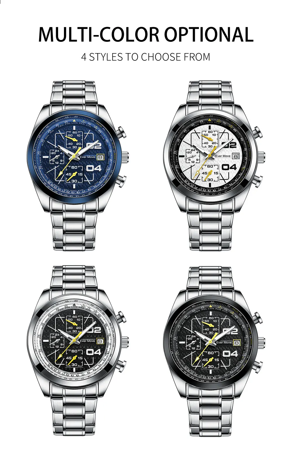 2022 Ever Move New Best-Selling Multifunctional Timing Business Sports Waterproof Men's Quartz Electronic Watch