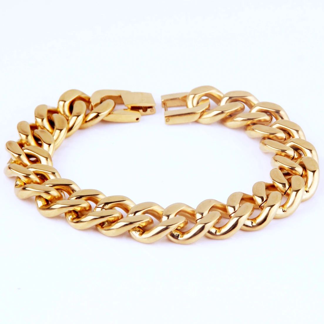 Серебро/золото Тон 13/15 мм 316L Нержавеющая сталь браслет Для мужчин браслет бордюр кубинская цепь, подарок, ювелирное изделие, для Для мужчин ювелирные изделия 7-10 дюймов