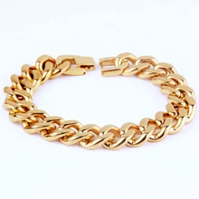 Серебро/золото Тон 13/15 мм 316L Нержавеющая сталь браслет Для мужчин браслет бордюр кубинская цепь, подарок, ювелирное изделие, для Для мужчин ювелирные изделия 7-10 дюймов