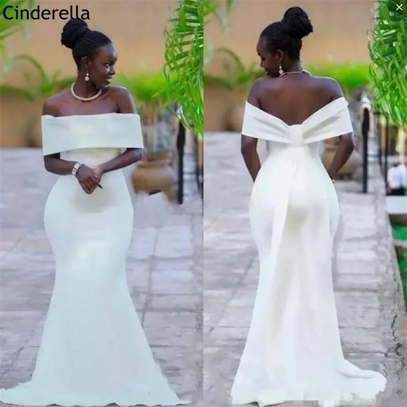 

Simple Elegant African Style Off The Shoulder Satin Zipper Back Mermaid Bridesmaid Dresses Wedding Party Bridesmaid Dresses