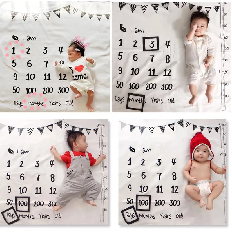 

2020 Baby Monthly Growth Milestone Blanket Photography Props Background Cloth Commemorate Rug