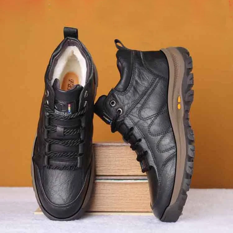 ZYYZYM Winter Men Boots Wool Fur Thick Composite Sole Casual Shoes Cowhide Leather Designer Sewing Outdoors Ankle Boots For Man