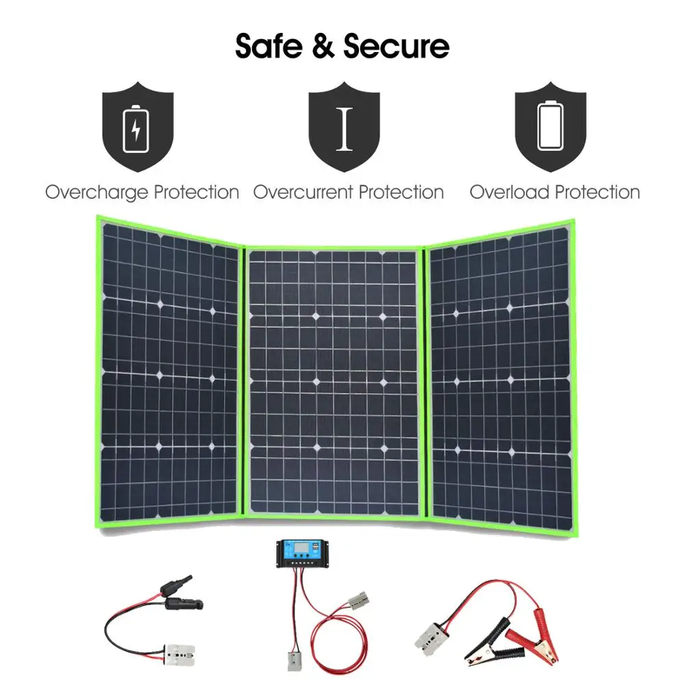 US $208.79 Xinpuguang Brand 150w 20v mono solar panel flexible foldable 50w3 for home charger kit controller 5v usb for 12v battery china