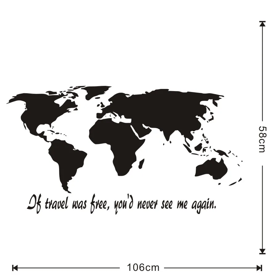 Art Vinyls World Map Wall Stickers Let's get lost Travel Quote Decals For Children Kids Room Living Room Home decor Mural Gift (1)