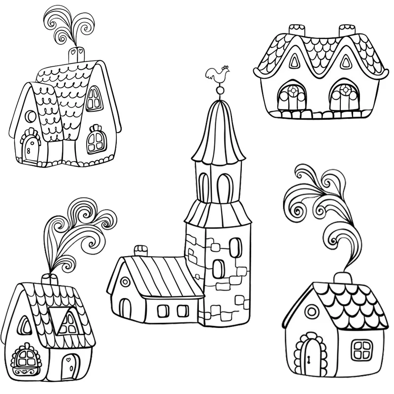 

ZhuoAng Cartoon House Clear Stamps For DIY Scrapbooking/Card Making/Album Decorative Silicone Stamp Crafts