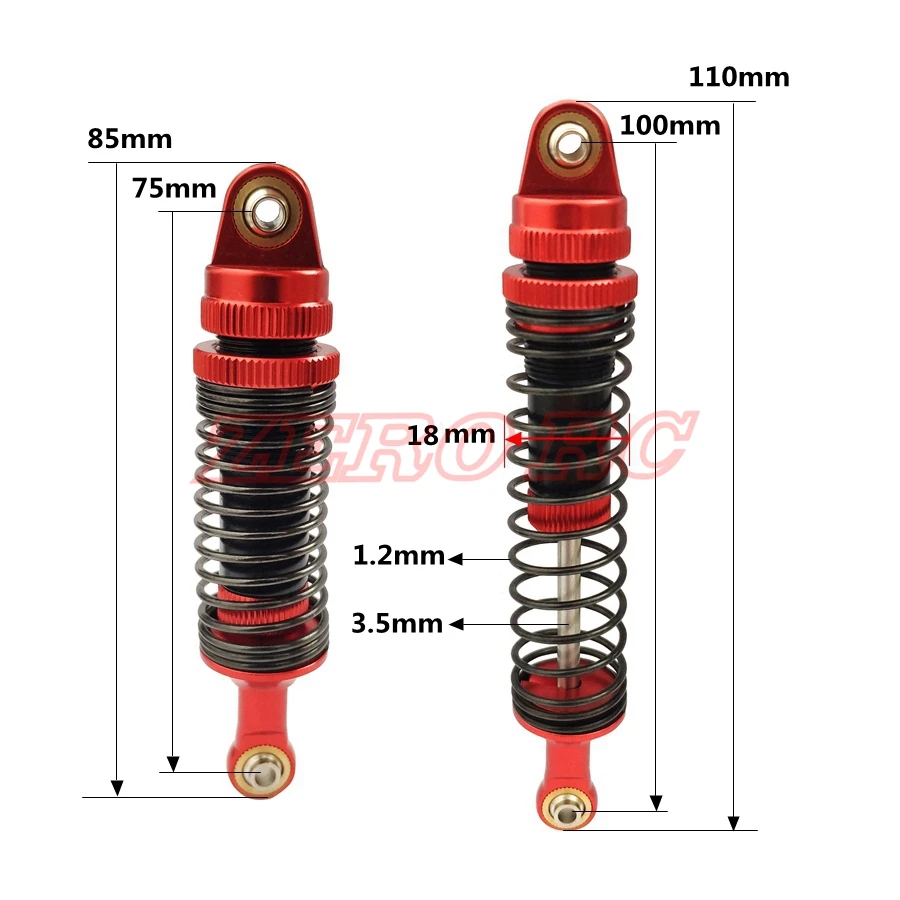 4PCS EXTERNAL SPRING 90mm OIL SUSPENSION SHOCKS ABSORBER ROCK CRAWLER DAMPERS