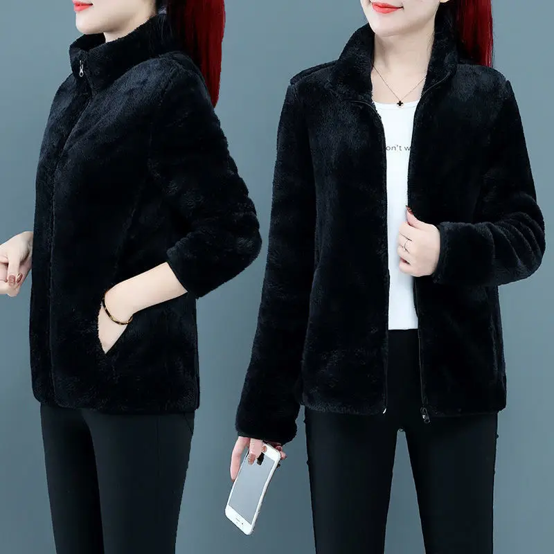

Fleece Jacket Men's Polar Fleece Short Jacket Women's Top 2022 Spring Autumn Double-Sided Cardigan Thick Velvet Couple Outwear