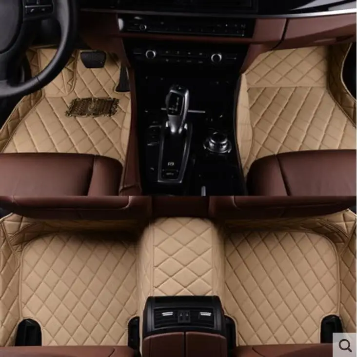 Авто коврики для Audi A5 S5 RS5 2008- ноги ковры Шаг Коврик высокое качество вышивка кожа провода катушки 2 слоя - Название цвета: Бежевый