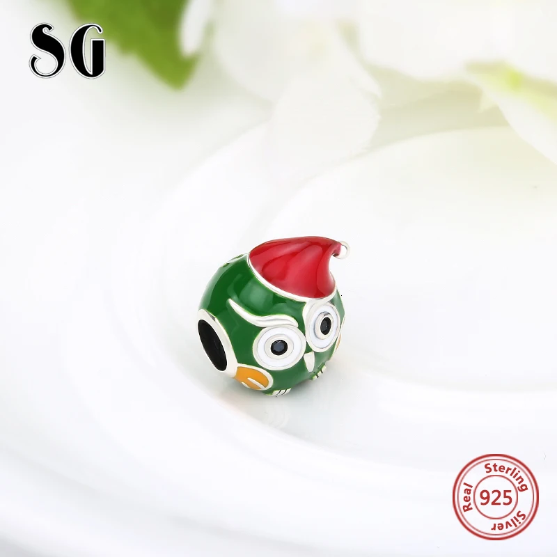 SG AliExpress, модная шапка, Сова, подвески, бусины, аксессуары для браслета pandora, серебро 925, оригинальное Изготовление ювелирных изделий, сделай сам, Рождество