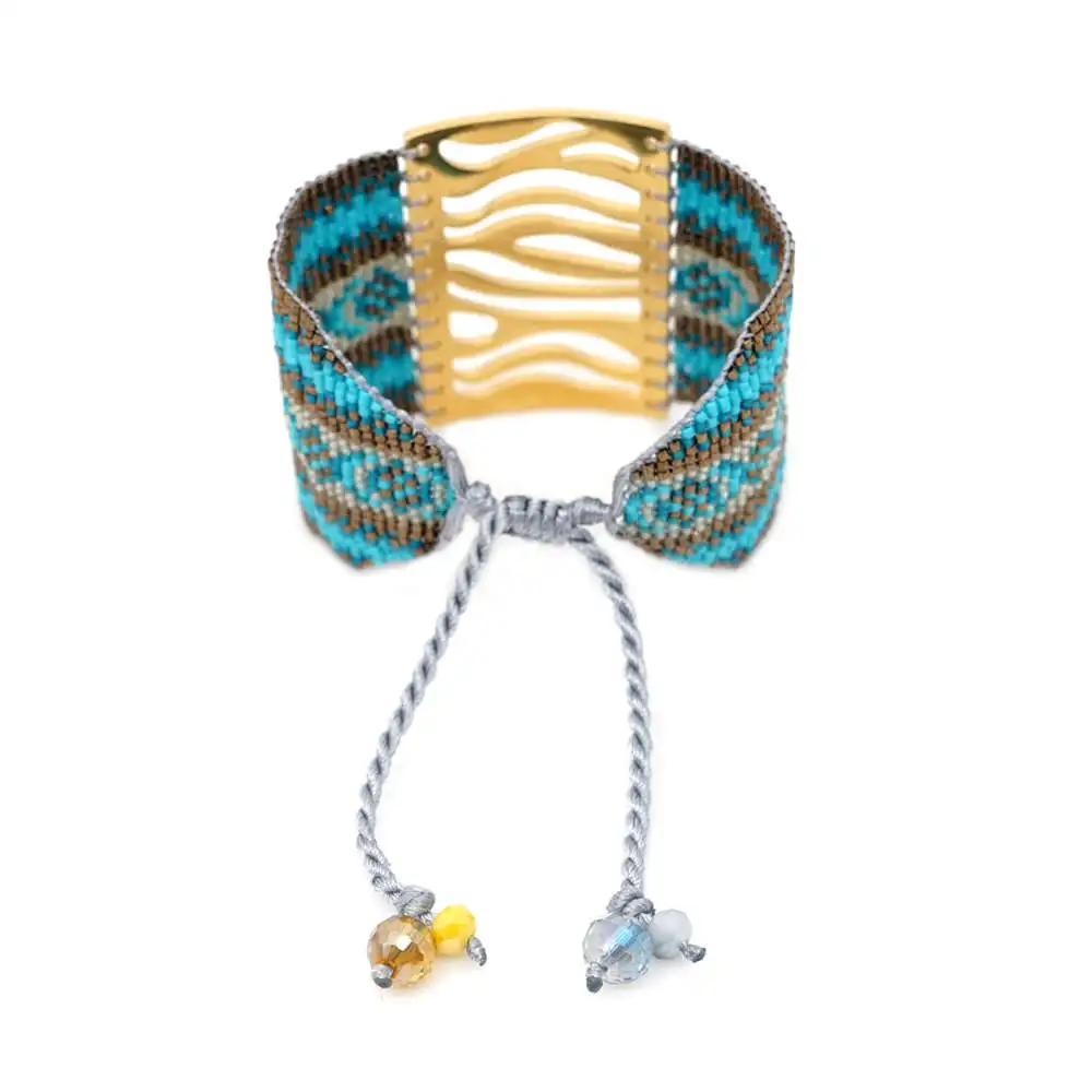 Go2boho MIYUKI браслет морские Синие Бусы Браслеты богемные Большие Браслеты Mujer Moda женские волнистые ювелирные изделия браслет ручной работы для ношения выше локтя ткацкий станок