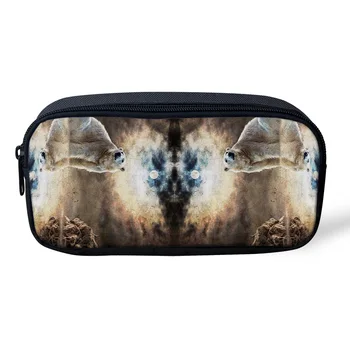 

Casual Cosmetic Bag Moon Polar Bear Waves Makeup Travel Bag Zipper Pencil Case Office Student Stationery