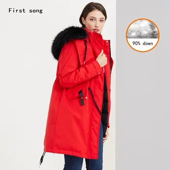 

Women's 90% white duck down jacket thick down jacket New2019 winter women's coat coated hooded down robes Doudoune Femme XL