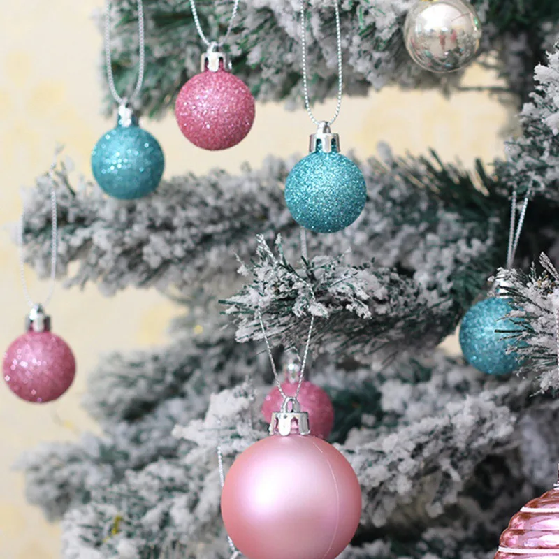 50Pcs Round Ball Christmas Hanging Decoration Plastic Ball Xmas Tree Festival Party Decoration Supplies