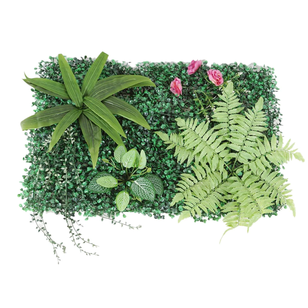 Artificial Hedge Indoor Outdoor Artificial Plants Flower Turf Lawn Topiary Greenery Wall Art Panels for Wedding Garden Yard