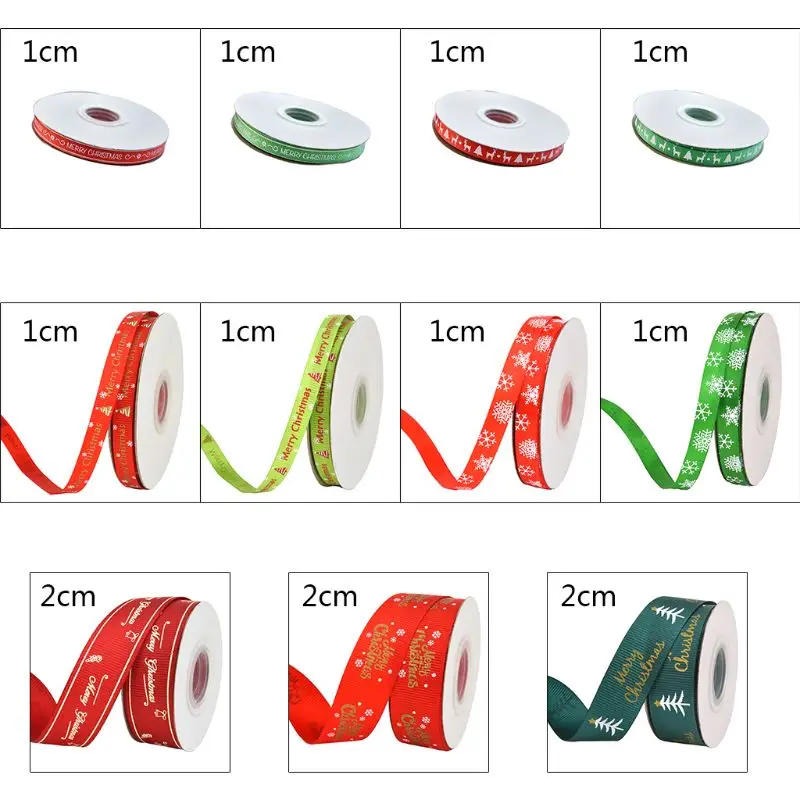Веселая Рождественская лента из поплина красный зеленый Снежинка Дерево Печать DIY Ремесло Декор