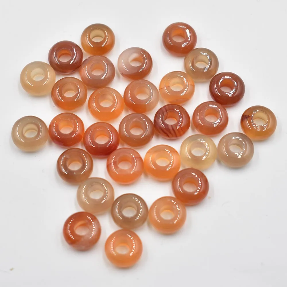 2021 패션 고품질 천연 돌 혼합 라운드 매력 50 개/몫 만드는 보석에 대 한 큰 구멍 구슬 10mm x 5mm 도매 무료