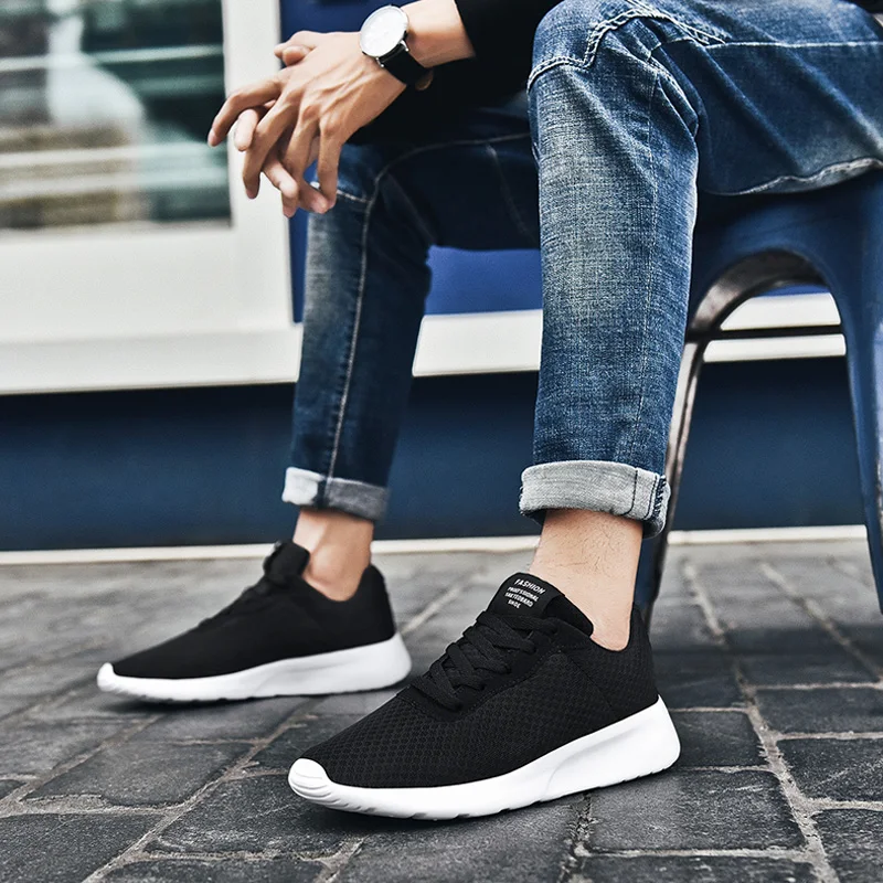 2020 Spring Fly Netting Surface Rubber Shoes Sneakers Breathable And Comfortable Men Lace-up Versatile Travel Casual | Обувь