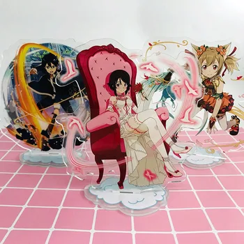 

Anime Sword Art Online Alice Yuuki Asuna Kirito Cosplay Double Sided Acrylic Desk Decor Stand Figure Model Plate Holder