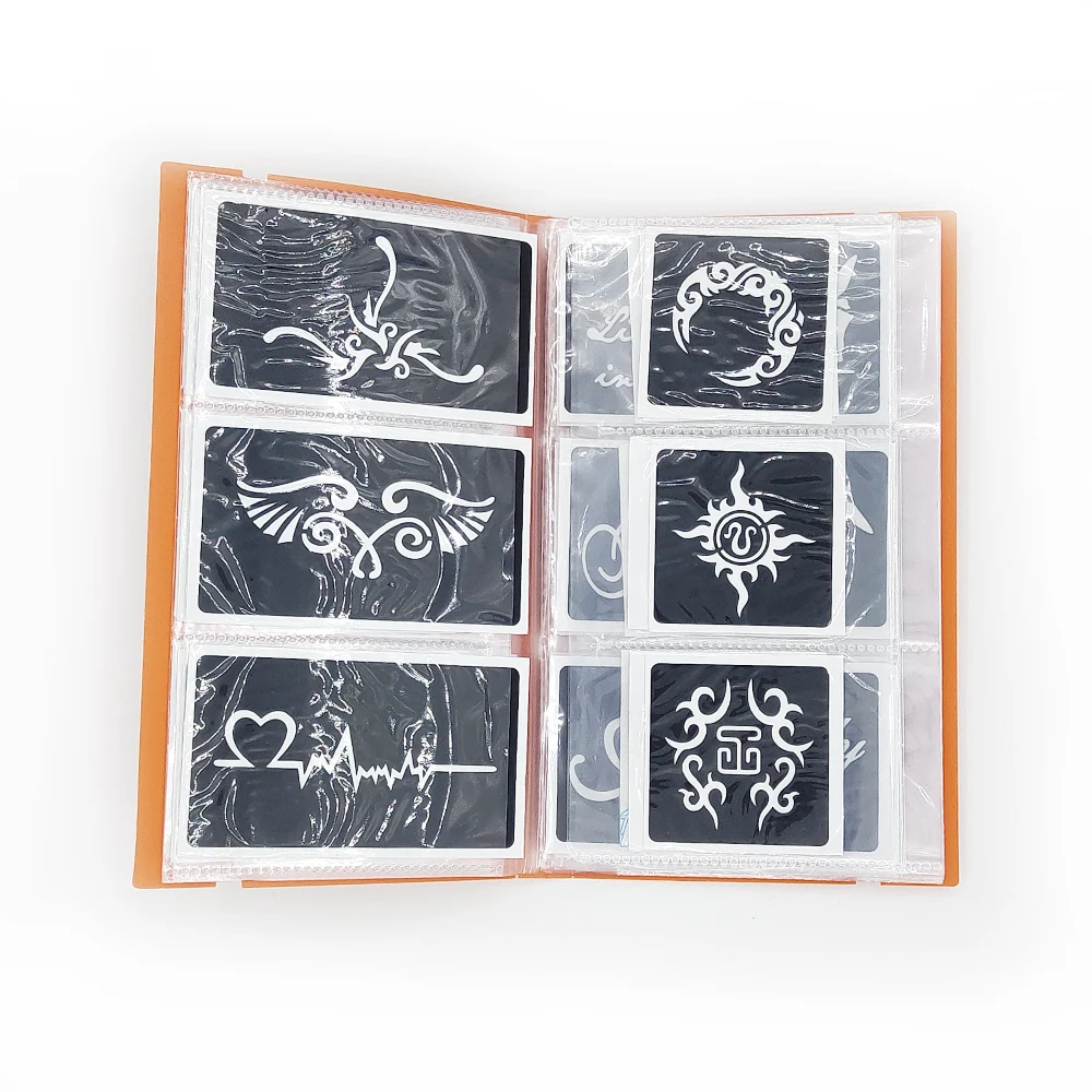 108pcs Airbrush Glitter Tattoo Stencil Album Woman Kid Drawing Template,Small Cute Flower Butterfly Cartoon Henna Tattoo Stencil