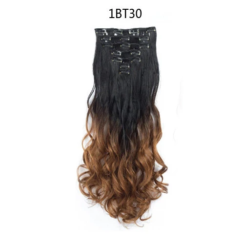 MERISI HAIR 22 Synthetic Deep Wave Hair Heat Resistant Light Brown Gray Blond Women Hair Extension Set Clip In Ombre Hair - Color: SA88 1BT30