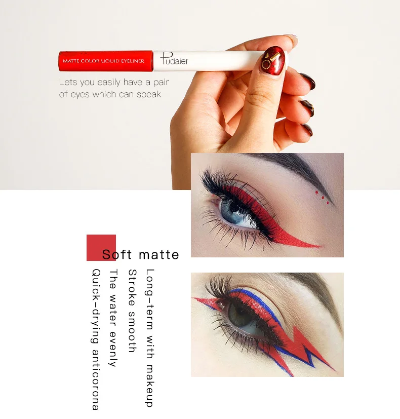 1Pc Pudaier 15 Color Liquid Eyeliner Long Lasting Waterproof Pencils Matte Multicolor Eye Liner Makeup Pen TSLM1
