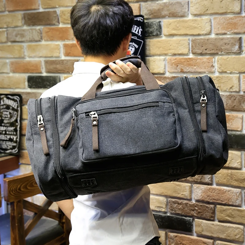 Xiao.p Vintage military Canvas men travel bags Carry on Luggage bags Men Duffel bags travel tote large weekend Bag Overnight