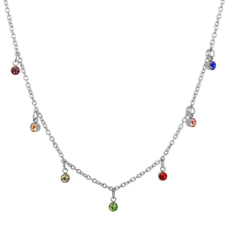 Silver Necklace Новая мода ожерелье кулон Кристалл Стразы нержавеющая сталь цепь Золото Серебро Цвет розовое золото цвет - Окраска металла: Silver Necklace