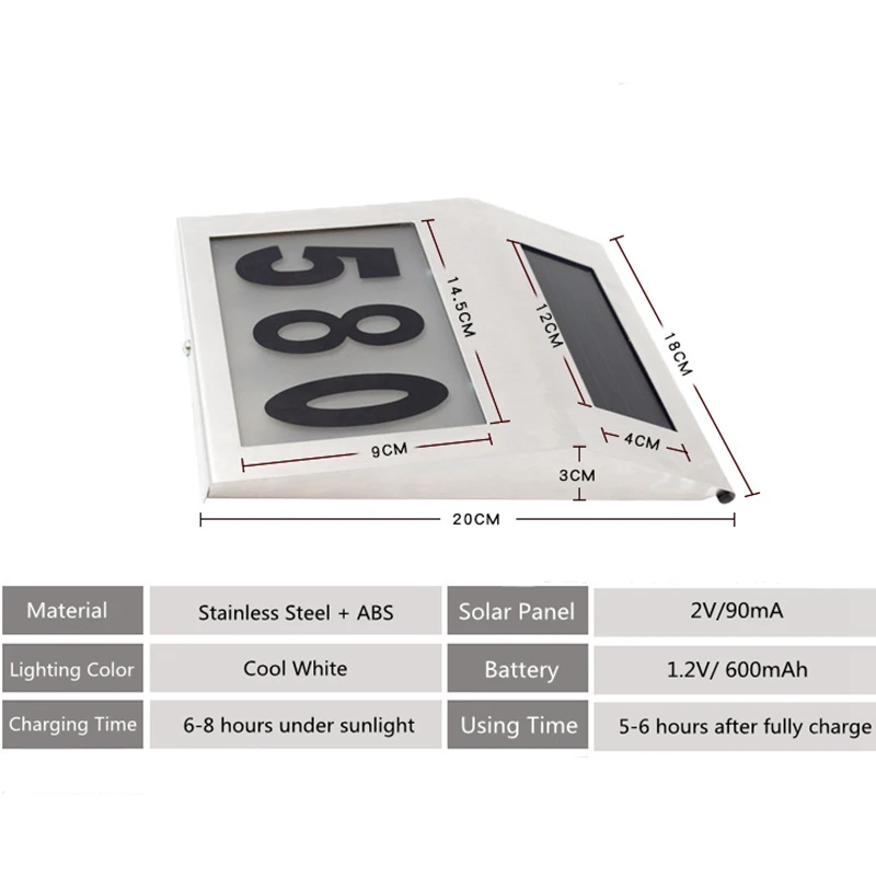 Solar Doorplate number light 9