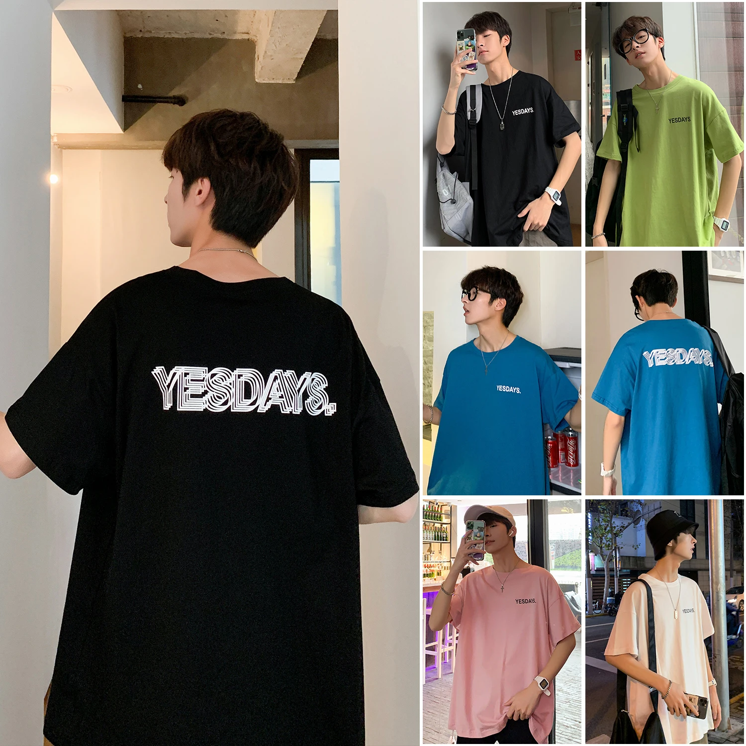 

Colorful Summer T Shirts 5 Colors Letters Printed Top Tees for Men Street Dancing Oversized Clothes Pullover Tshirt Homme Cotton