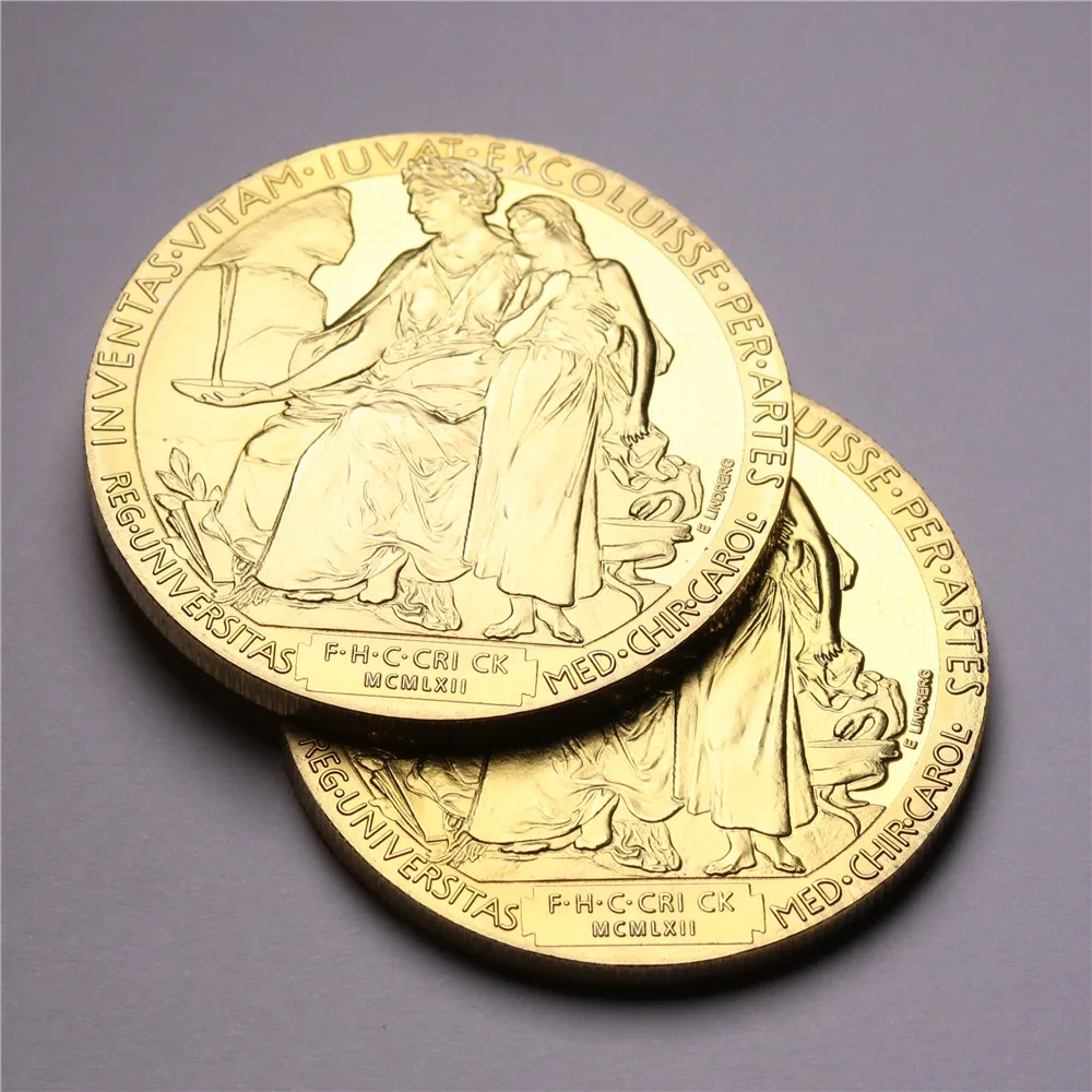 Nobel Prize in Physiology or Medicine Gold Plated Coin Nobel Head Portrait Coin