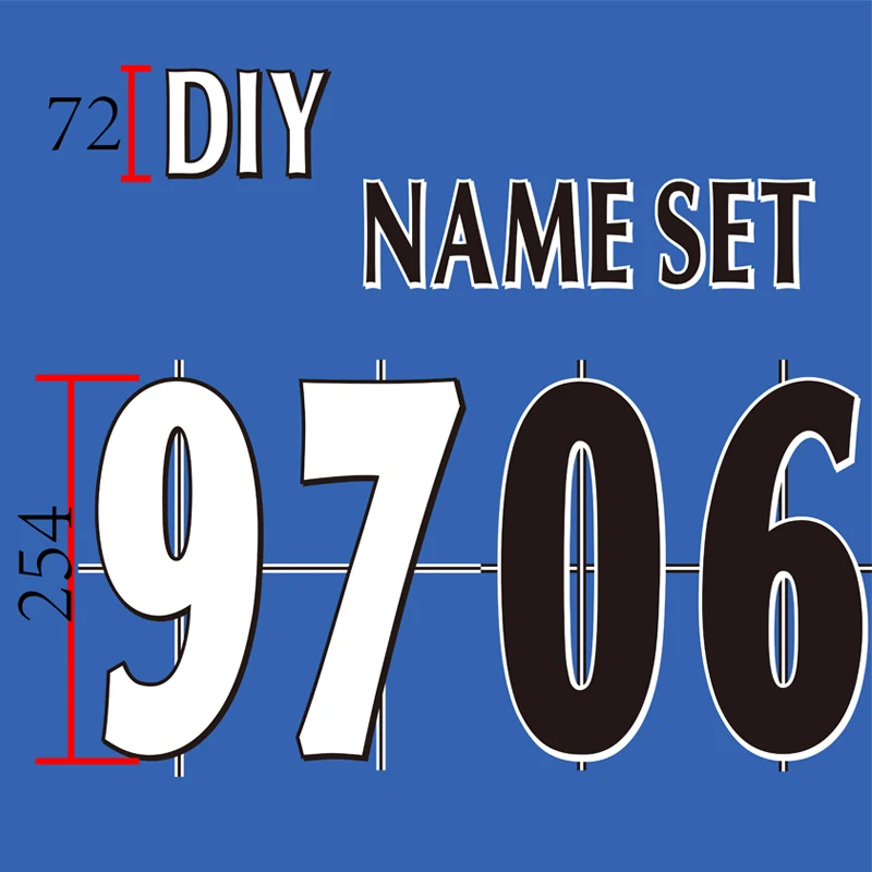 Англия Премьер-лиги 97-06 Белый Черный название номер набора или DIY nameset