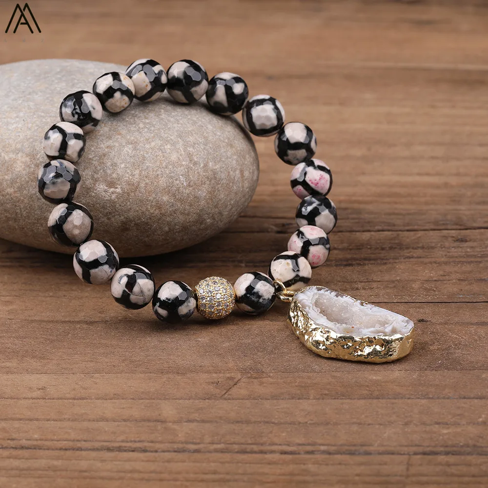 Натуральные Подвески Drusy Geode Agates 10 мм черный белый FSU тибетские Агаты бусины