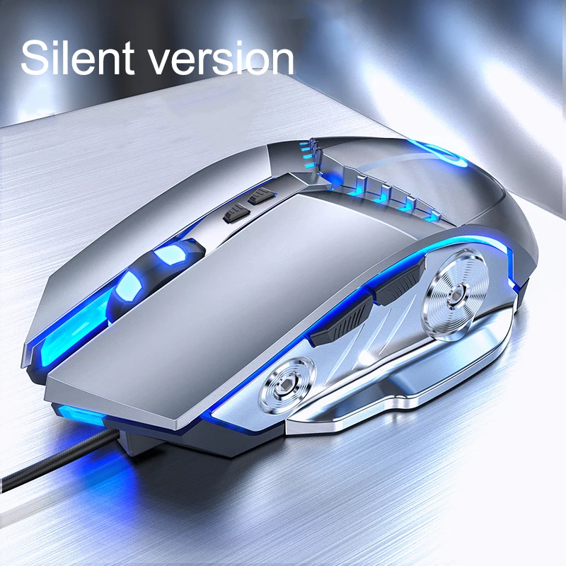 Проводная игровая мышь 3200 dpi дышащий светодиодный E-Sports Механическая Бесшумная мышь для геймеров оптическая мышь Sens для ноутбука компьютера геймера - Цвет: Gray silent