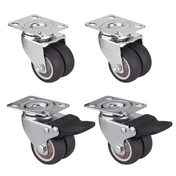 

4 Pack Swivel Caster Wheels Heavy Duty Caster Wheels With Top Plate No Noise Wheels For Carts Workbench (2 inch with brake)