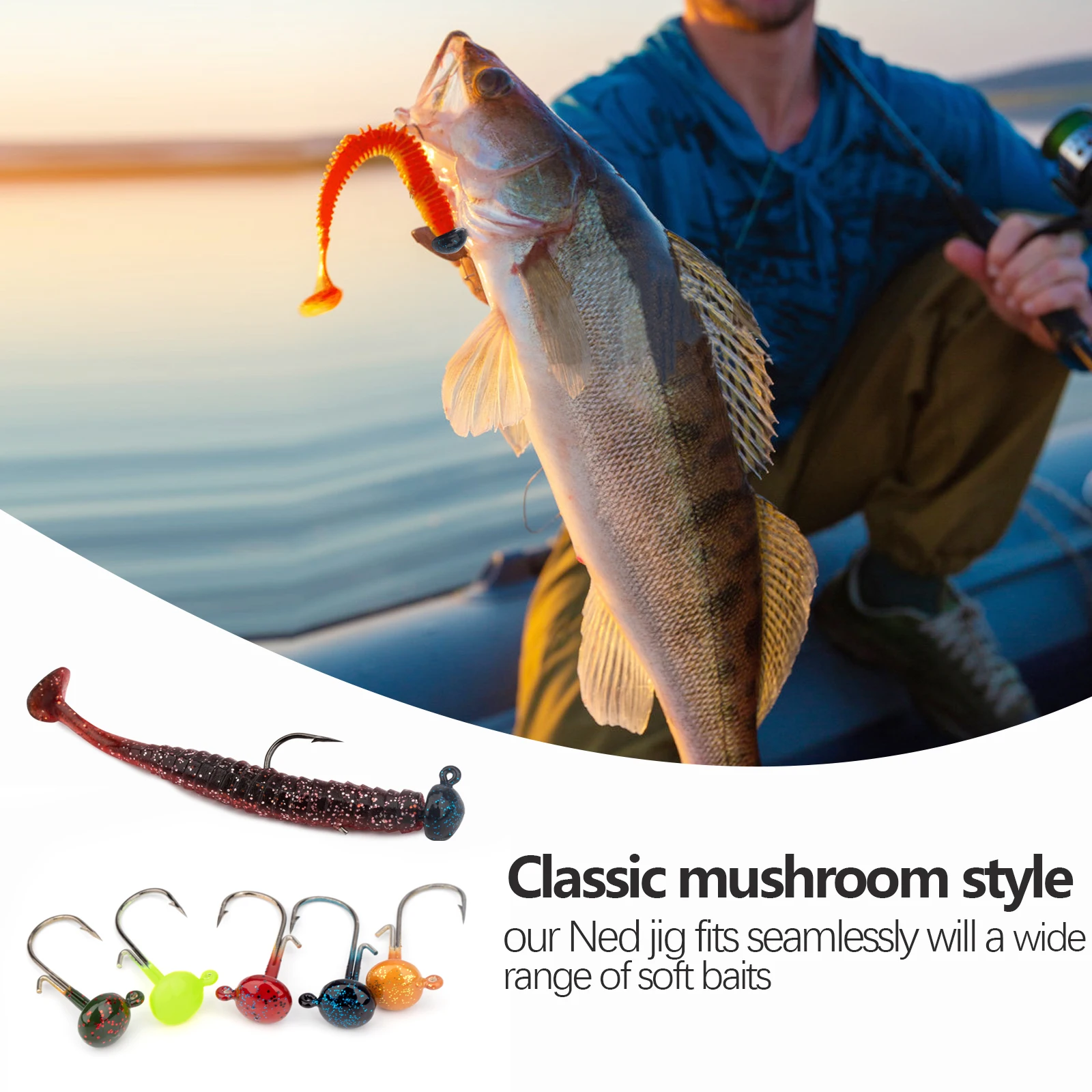 5pcs/lot Mushroom Jig Head Fishing Hook Weedless Fishing Ned Rig Bass  Fishing Tackle Jig Head Set 3.5g 5g 7g