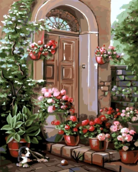 

DRAWJOY Framed Oil Paint DIY Painting By Numbers Coloring By Numbers Red Flower Home Decoration 40*50cm