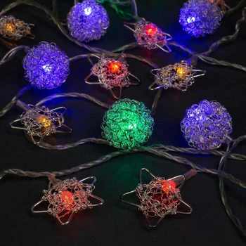 

Garland "Thread" 4 m with nozzles "Star and ball", IP20, transparent thread, 20 LED, multi glow, 8 modes, 220 V
