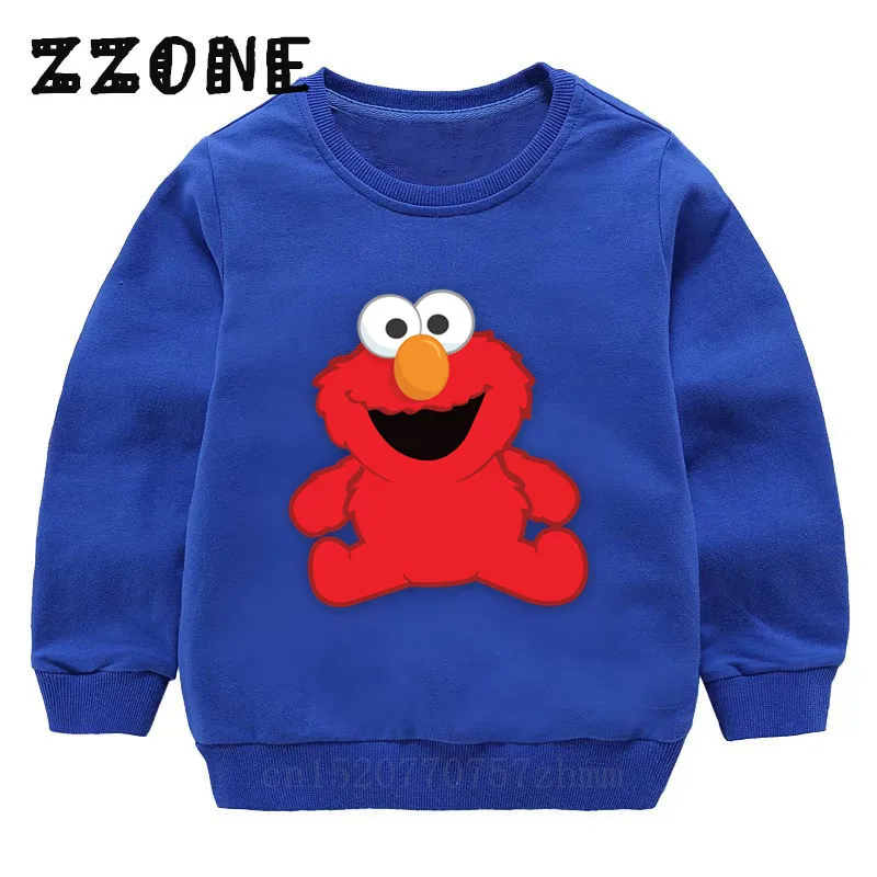 2413B-Blue Детские толстовки с капюшоном Детские свитшоты с героями мультфильма «Улица Сезам» и «Элмо» хлопковый пуловер для малышей топы для девочек и мальчиков, осенняя одежда KYT2413 - Цвет: 2413B-Blue