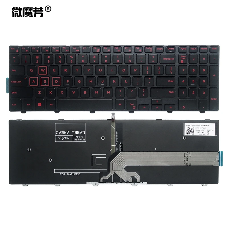 DELL 5547 键盘 US版本 红色背光 15-4-31 正反面