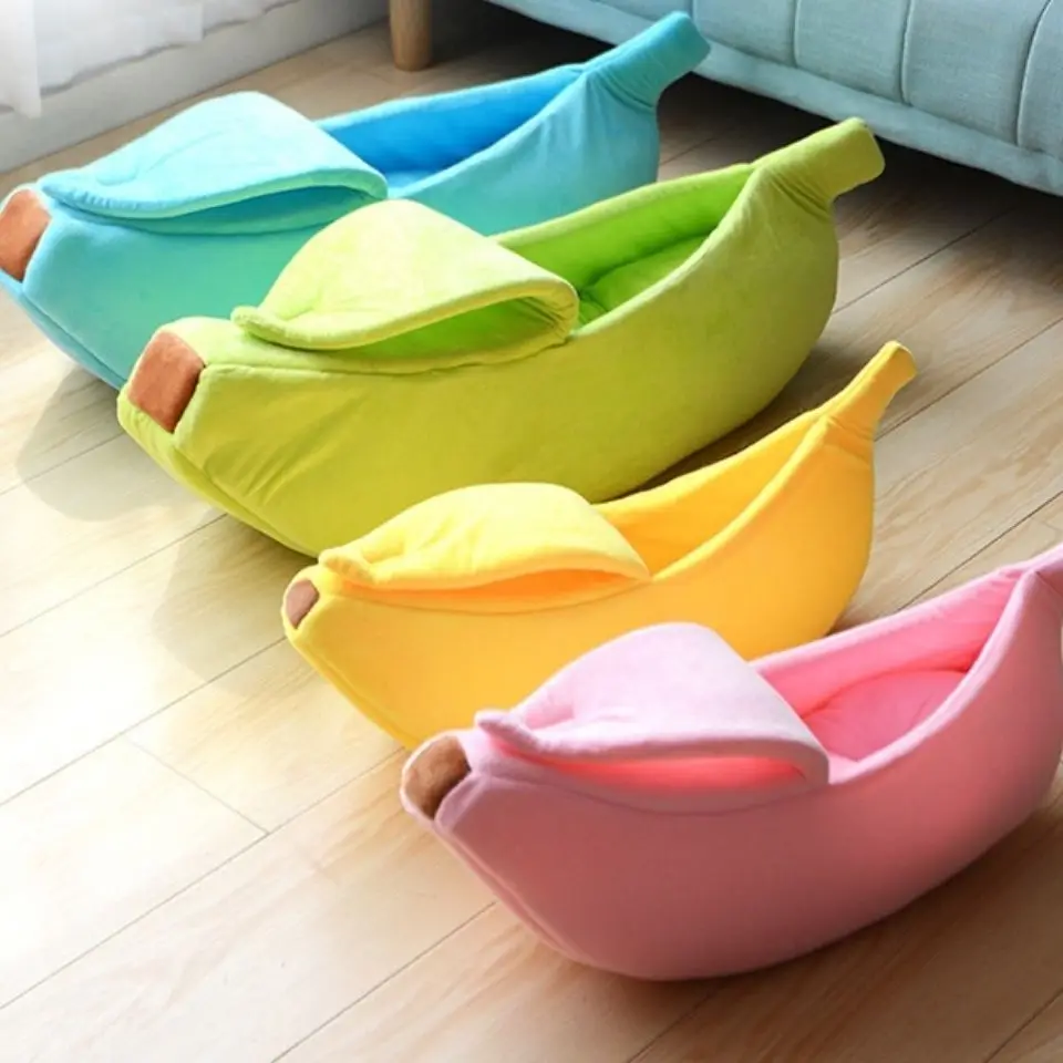

Funny Banana Cat Bed House Cute Cozy Cat Mat Beds Warm Durable Portable Pet Basket Kennel Dog Cushion Cat Supplies Multicolor